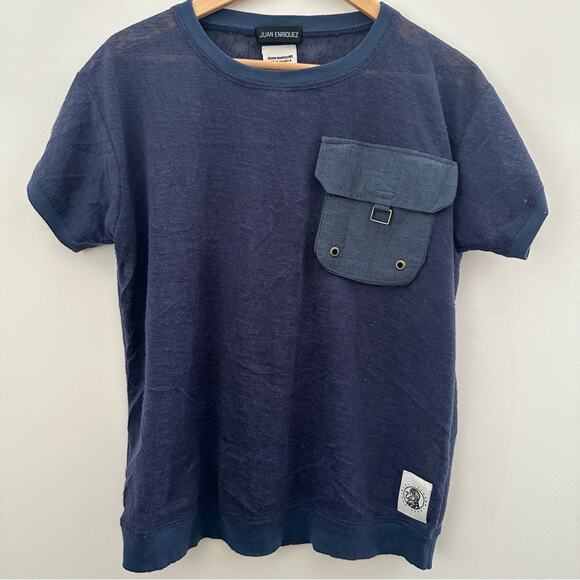 Juan Enriquez Mens Blue Crew Neck Short Sleeve T-Shirt Medium - Picture 1 of 7